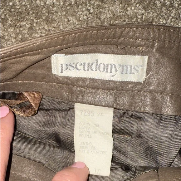 Women's Brown Vintage Straight Leg Leather Pants - size 10. B8 - Picture 2 of 6